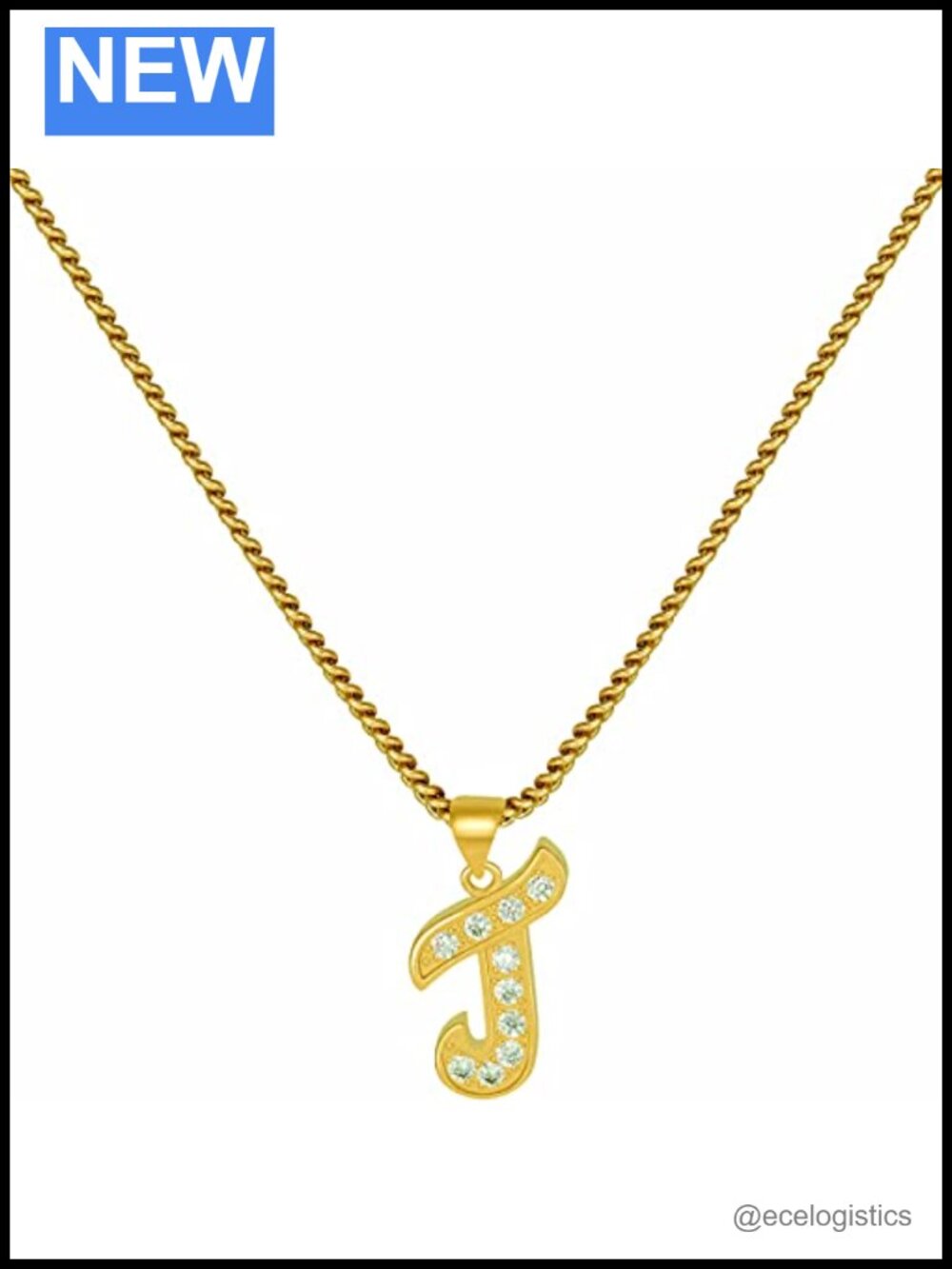 Gold Plated Letter Necklace with Cubic Zirconia Initial Pendant